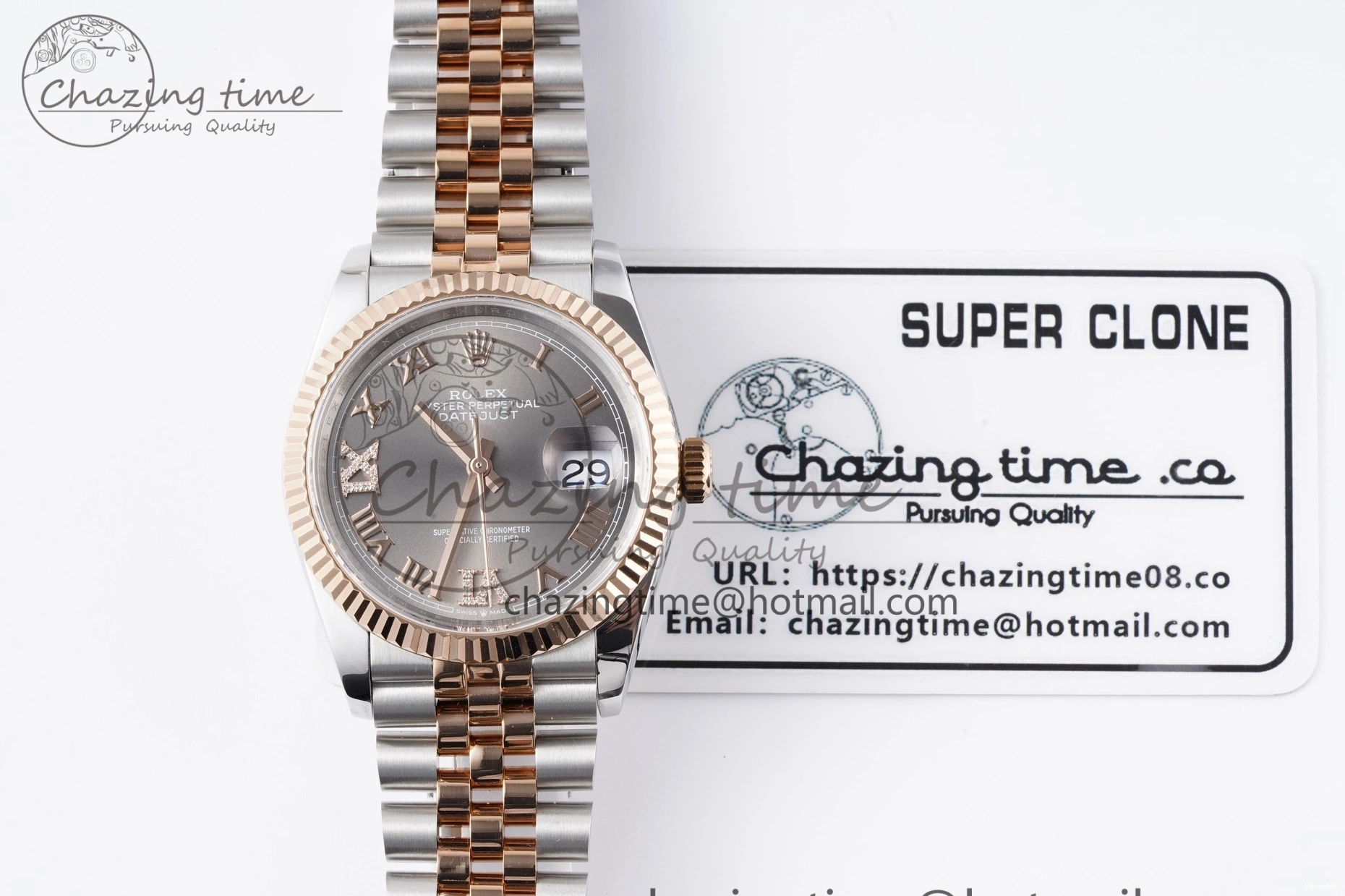 Gray Markers Bracelet Dial 126231 RG 36 DateJust JDF Plated Jubilee 904L RG Steel Roman V2 SS on 1218